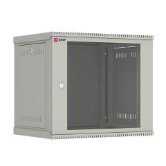 Шкаф телекоммуникационный настенный разборный 9U (600х450) дверь стекло