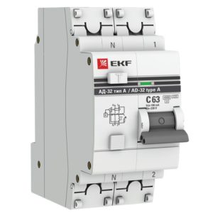 Дифференциальный автомат АД-32 1P+N 63А/100мА (тип А) EKF PROxima; DA32-63-100-a-pro