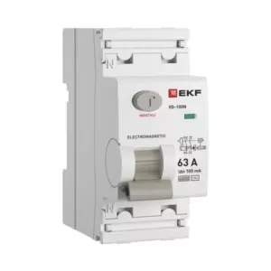 Выключатель дифференциального тока ВД-100N 2P 63А 100мА тип AC эл-мех 6кА PROXIMA EKF E1026M63100