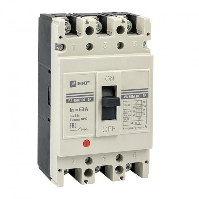 mccb99-4P5In100-40m Выключатель автоматический ВА-99М 100/40А 4P 5In 35кА EKF PROxima