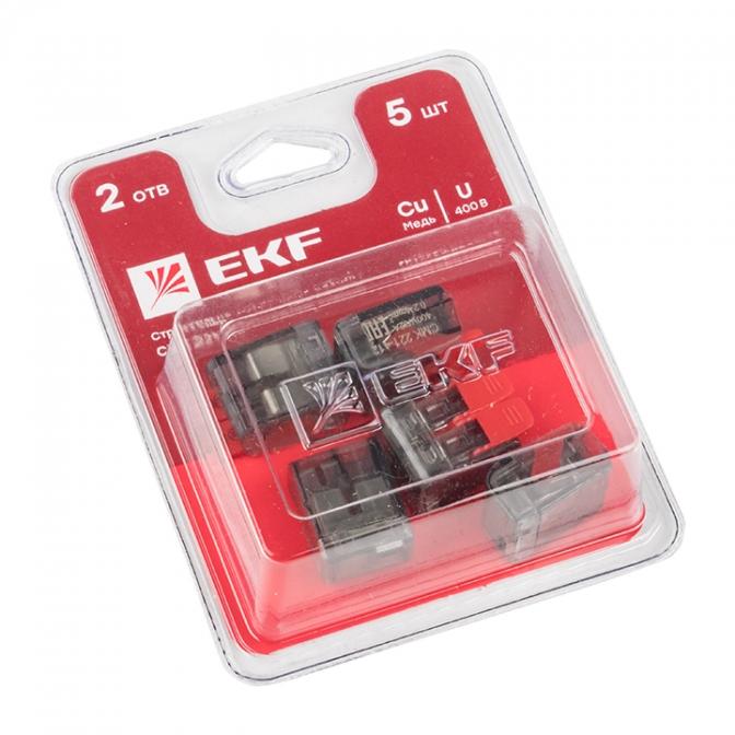 plc-smk-221-412b Клемма СМК 221-412 2 отверстия 0.2-4.0 мм2 блистер (5шт.) EKF PROxima