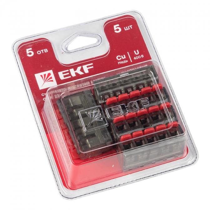 plc-smk-221-415b Клемма СМК 221-415 5 отверстий 0.2-4.0 мм2 блистер (5шт.) EKF PROxima