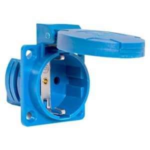 Розетка 112 панельная скрытая с крышкой 2Р+PЕ 16А 220В IP44 EKF; ps-112-16-220