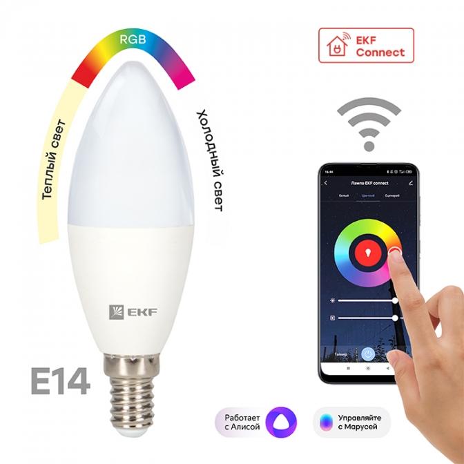 slwf-e14-rgbw Умная лампа EKF Connect 5W WIFI RGBW E14
