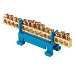 Шина "0" N (6х9мм) 14 отверстий латунь синий изолятор тип "Стойка" на DIN-рейку EKF PROxima
