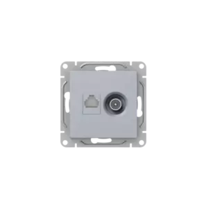 Механизм розетки TV+RJ45 (cat5), алюминий Эпика EKF UP1-SOA-TV+RJ