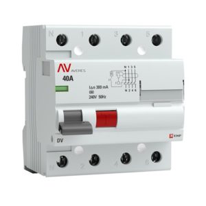 Устройство защитного отключения DV 4P 40А/300мА (A) EKF AVERES rccb-4-40-300-a-av