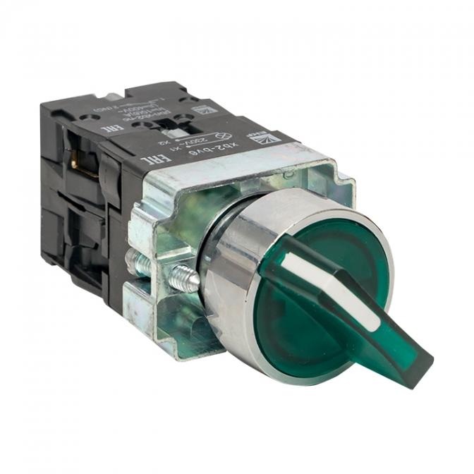 xb2-bk21-g-24 Переключатель BD21 2P c зеленой подстветкой 24В NO EKF PROxima