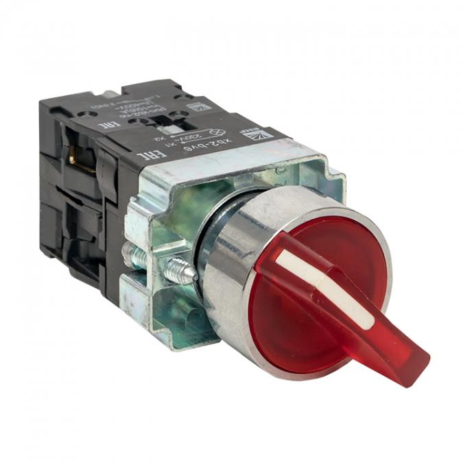 xb2-bk21-r-230 Переключатель BD21 2P c красной подстветкой 230В NO EKF PROxima