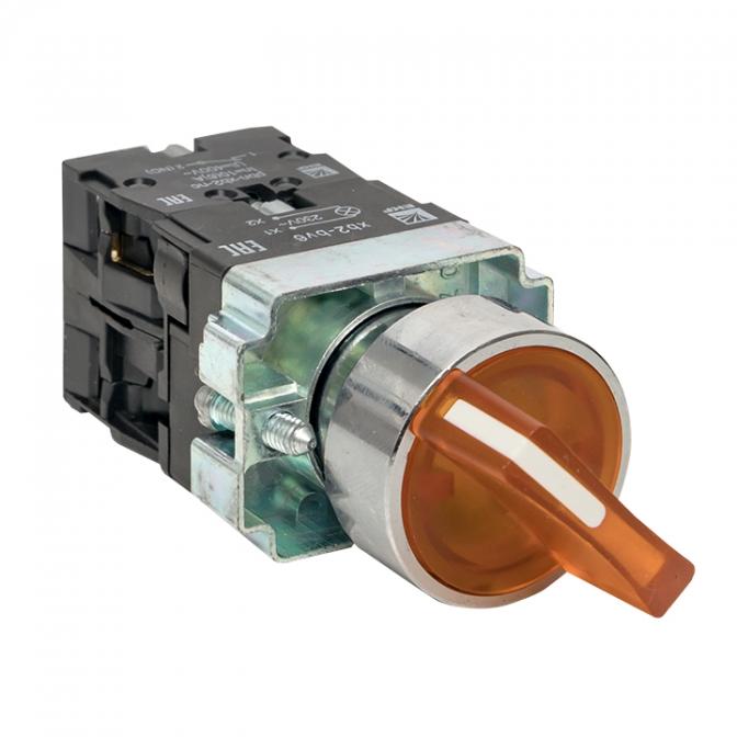 xb2-bk21-y-24 Переключатель BD21 2P c желтой подстветкой 24В NO EKF PROxima